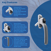 Inline Espag UPVC Window Handle Locking Universal Double Glazing Fab and Fix Connoisseur