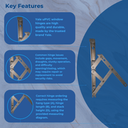Yale uPVC Window Hinge Double Glazing Friction Stay PVC 13mm Side Hung 16" 13mm