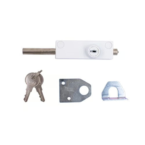 White Multi-Purpose Patio Door Security Bolt Lock - Keyed Alike or Keyed to Differ