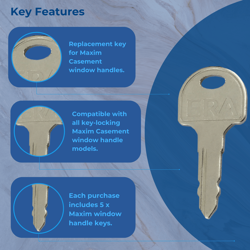 Window Keys Replacement Pack Of 5 ERA Maxim Window Handle Replacement Keys — UPVCSTORE