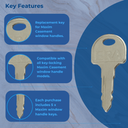Pack Of 5 ERA Maxim Window Handle Replacement Keys