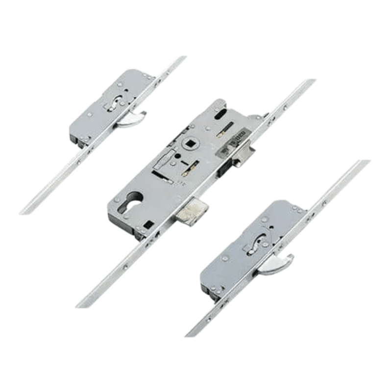 Fuhr 859 Type 4 Multipoint Door Lock with Latch, Deadbolt, and 2 Hooks – Split Spindle, 16mm Faceplate (Top Hook to Spindle: 730mm)