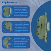 Saracen Window Shoot Bolt Gearbox Lock (Push Fit) - 20m & 22mm Backset