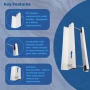 GU Quattro UPVC Inline Sliding Patio Door Handle 225mm Screw Centres Pair