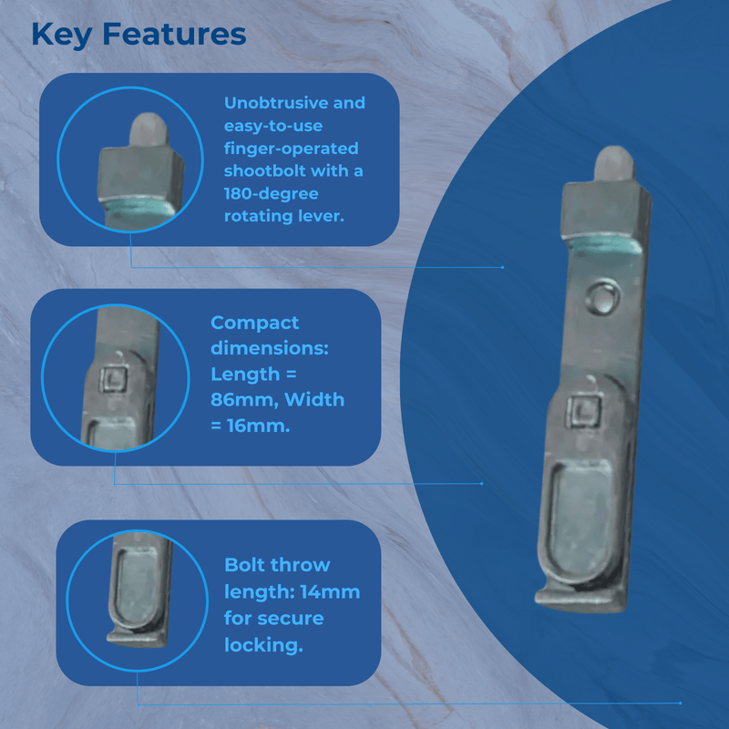 Finger Operated Shoot Bolt Locks Universal French Slave Doors UPVC Door