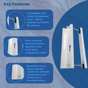 Gibbons UPVC Inline Sliding Patio Door Handle 196mm Screw Centres Pair