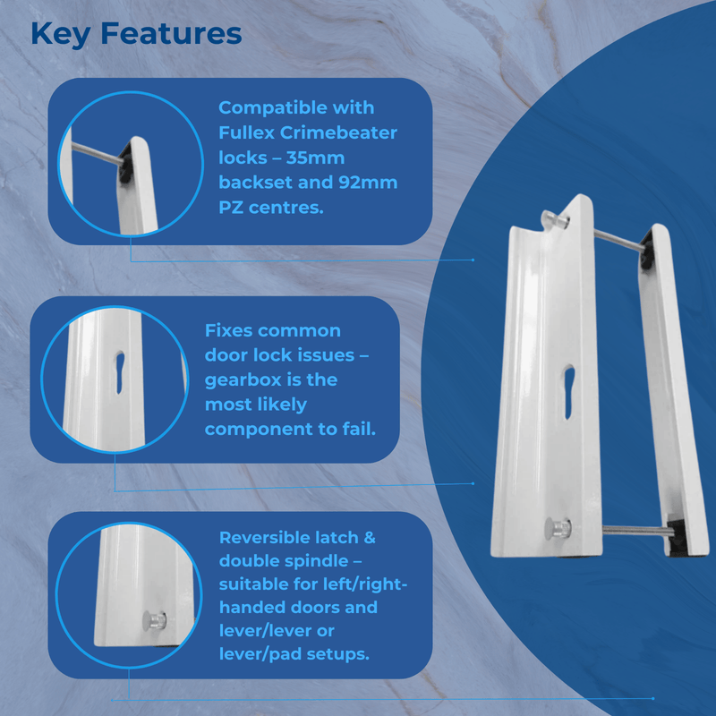 Gibbons UPVC Inline Sliding Patio Door Handle 196mm Screw Centres Pair