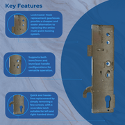 Lockmaster - Millenco Upvc Gearbox Door Lock (Hook) 45mm 92mm 62mm Night Latch