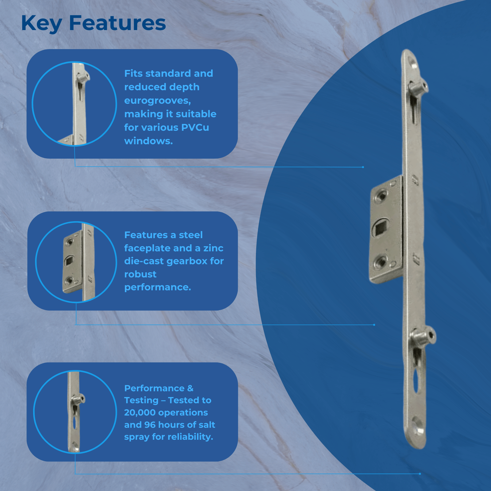 Kore Inline Espag UPVC PVC Window Lock Gearbox Mechanism Flat Rail Bar ...