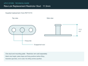 11.5mm restrictor stud technical diagram showing stud height and mounting plate