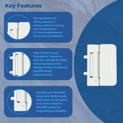 UPVC Double Glazing Door Flag Hinge Adjustable by Mila Evolution White