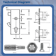 Multipoint Door Lock Refurbishment Kit – 2 Hook Lock Repair Kit – 35mm Backset – Multipoint Lock Repair Set