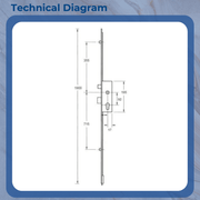 GU Europa Lift Lever Multipoint Door Lock – Latch, Deadbolt, 2 Rollers, Bottom Shootbolt