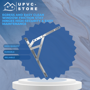 12" & 16" Egress Easy Clean UPVC Side Hung Window Hinges – Friction Stay, Fire Escape, 13mm & 17mm Stack Heights