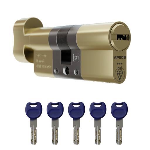 APECS AP 3* Star Euro Cylinder Thumb Turn Door Lock uPVC Aluminium Timber Door Barrel 6 Pin 5 Keys