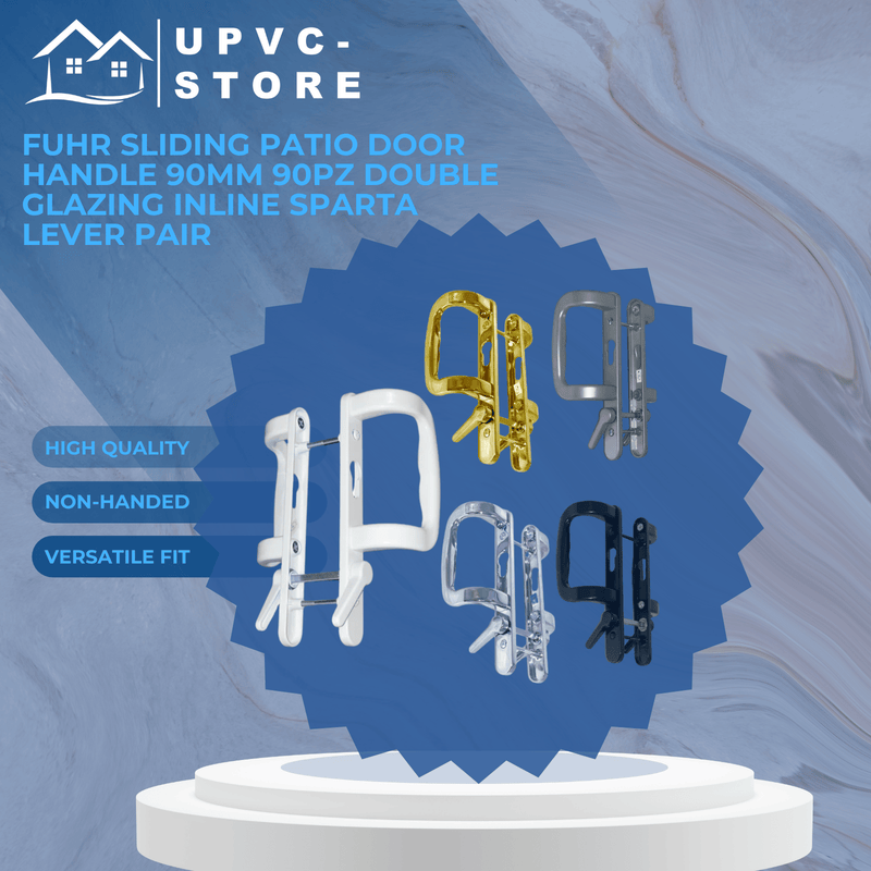 Fuhr Sliding Patio Door Handle 90mm 90PZ Double Glazing Inline Sparta Lever Pair
