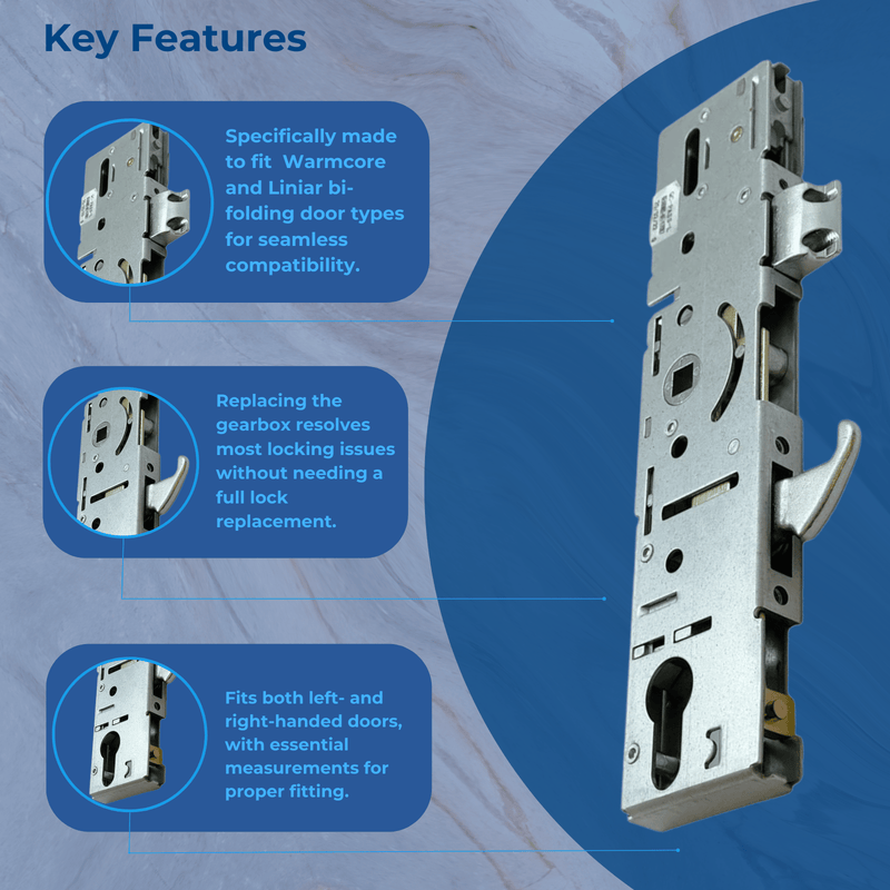 Era Bi Fold Door Lock Gearbox Replacement 35mm 92mm Fits Warmcore & Liniar Doors