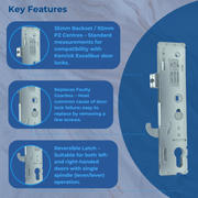 Kenrick Excalibur Replacement uPVC Gear Box Door Lock Centre Case Single Spindle