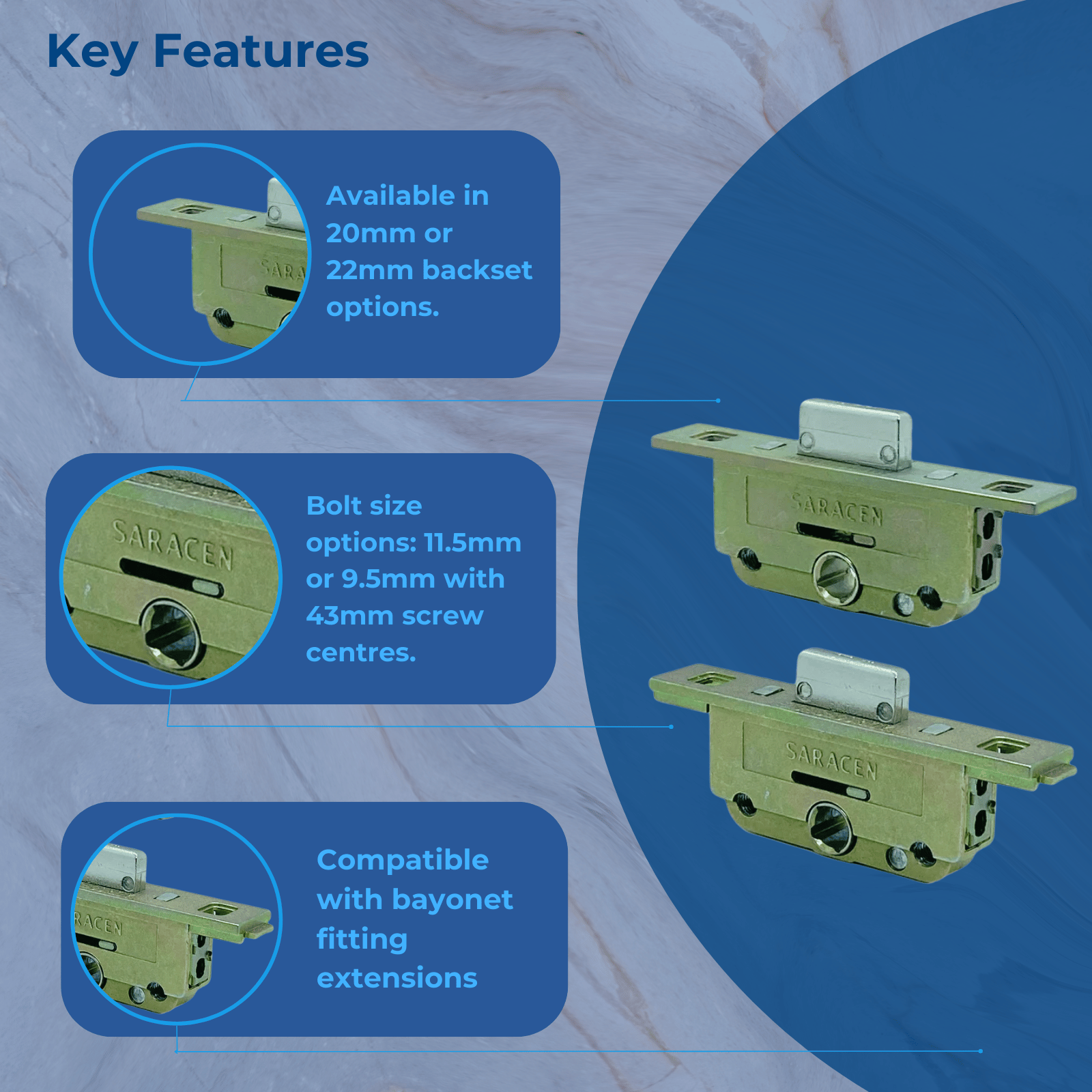 Saracen Window Lock Shoot bolt Deadlock Gearbox Twist Fit UPVC Window ...