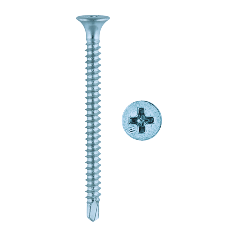 UPVC Zinc Carbon Steel Screws to BS7412 4.2 x 55 Z Self Tapping Thread Drill Point Box of 500