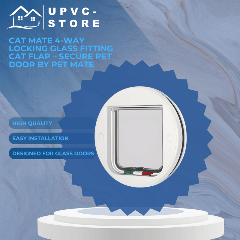 Cat Mate 4-Way Locking Glass Fitting Cat Flap – Secure Pet Door by Pet Mate