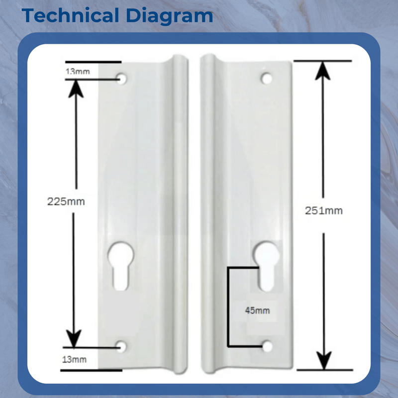 GU Quattro UPVC Inline Sliding Patio Door Handle 225mm Screw Centres Pair