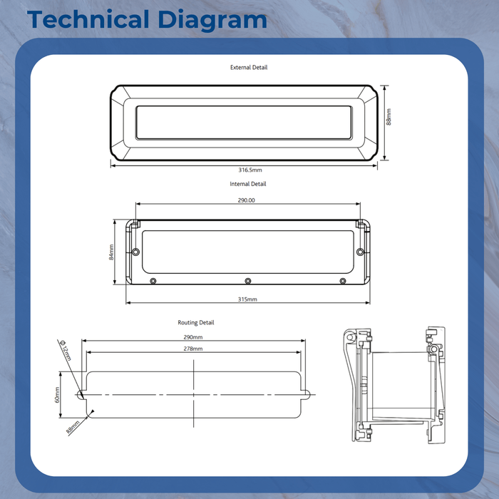 Heritage Style Letterplate – Fits Doors 42mm to 80mm Thick - Traditional Door Mail Slot for Timber, Composite & uPVC Doors