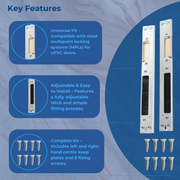 Universal Upvc Door Latch & Deadbolt Plate Centre Keep Right & Left Kit With Screws