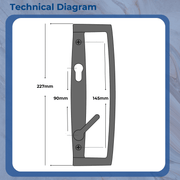 uPVC Fuhr Sliding Patio Door D Handle 90pz - Inline Lever Pair Set Ellbee Caravan Compatible