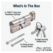 TS007 3 Star Euro Thumbturn Cylinder Lock – UPVCSTORE Anti-Snap BSI Kitemarked Key & Turn Door Barrel, High Security for UPVC Composite Doors, 3 Keys