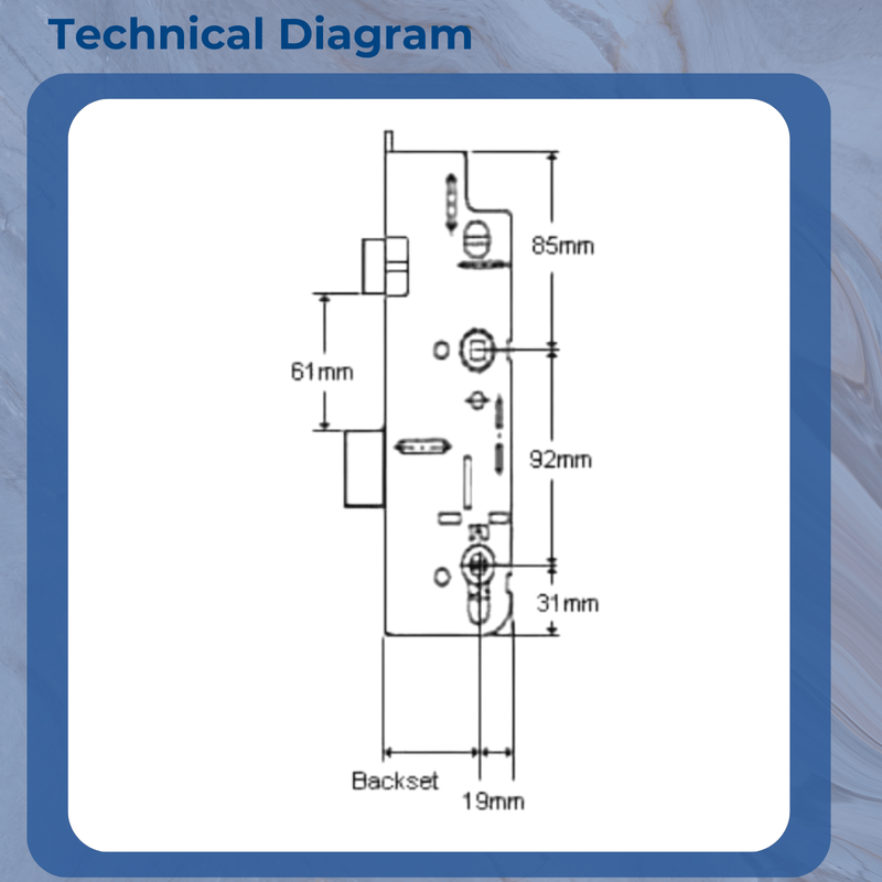 GU Old Style 45mm Backset Multipoint Door Lock Gearbox Replacement Centre Case