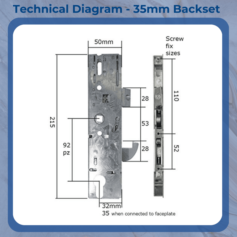 Yale YS170 Upvc Composite Door Lock Replacement Gearbox Lock 35mm and 45mm