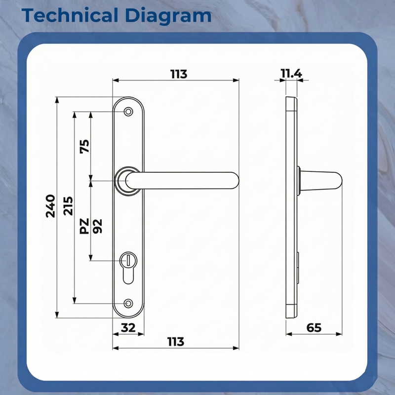 uPVC Door Handle 215mm Screw Centres 92PZ Sprung - Super Express