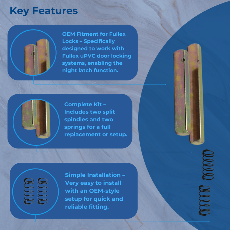 Split Spindle Pack Set To Suit Fullex uPVC Door Locking System