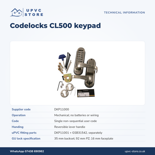 Codelocks CL500 Mechanical Keypad Door Lock – Silver