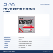 UPVC Store technical guide for Rodo DUS31209 poly-backed dust sheet