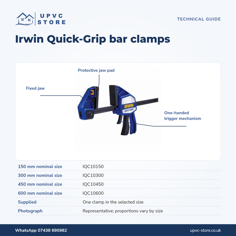 Irwin Quick-Grip Bar Clamps — 150mm to 600mm