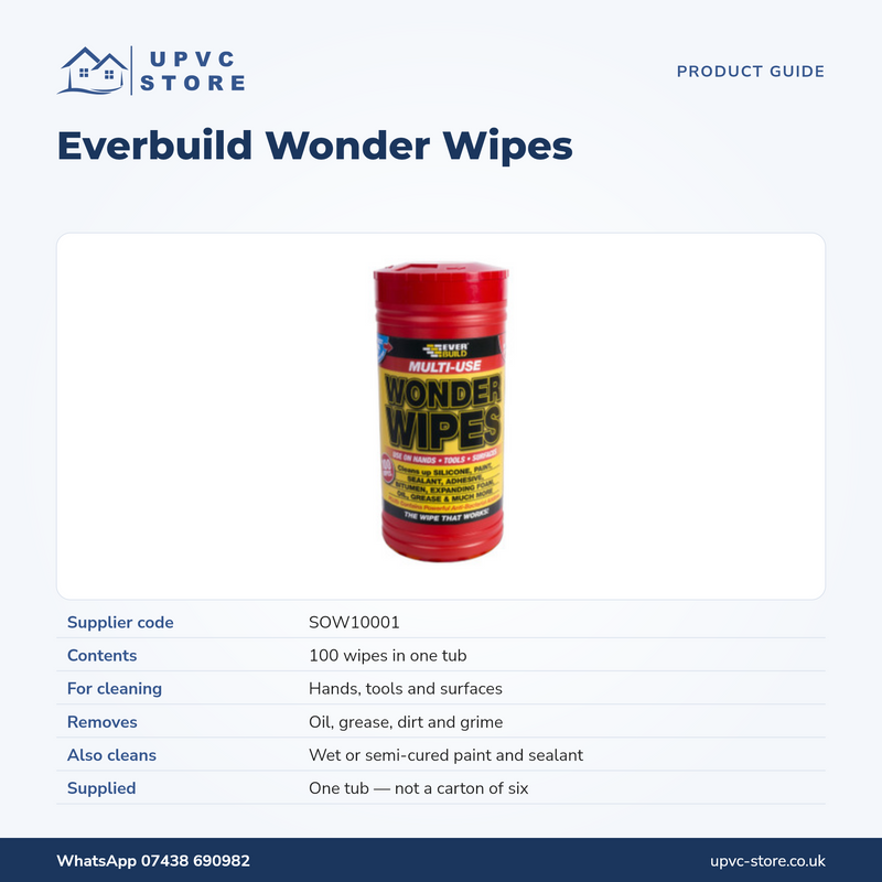 Everbuild Wonder Wipes Multi-Use Cleaning Wipes – Tub of 100