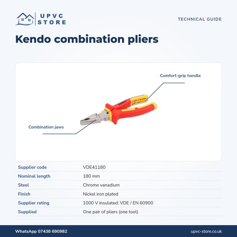 Kendo VDE Combination Pliers 180mm
