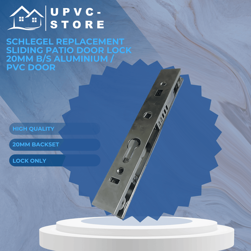Schlegel Replacement Sliding Patio Door Lock 20mm B/S Aluminium / PVC Door