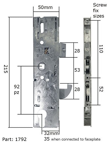 Yale YS170 Upvc Door Lock Case Gear Box 35mm Backset Split Spindle Version