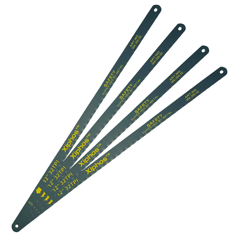 Hacksaw Blades 300mm 4 pcs - Handsaw Blades for 300mm hacksaws - Bi-Metal Saw Blade 300 mm with HSS Cutting Edge for Non-Ferrous Metals (Copper), Stainless steels, Plastics