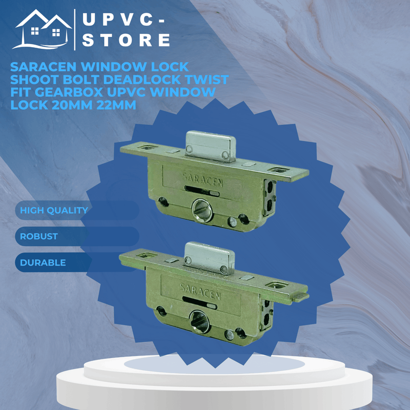 Saracen Window Lock Shoot bolt Deadlock Gearbox Twist Fit UPVC Window Lock 20mm 22mm