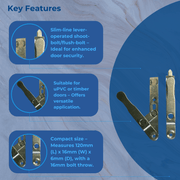 Gu Finger Operated Shoot Bolt / Flush Bolt For Upvc & Timber Doors 120mm