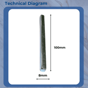 Kore Door Handle Spindles 8mm Wide 100mm Length