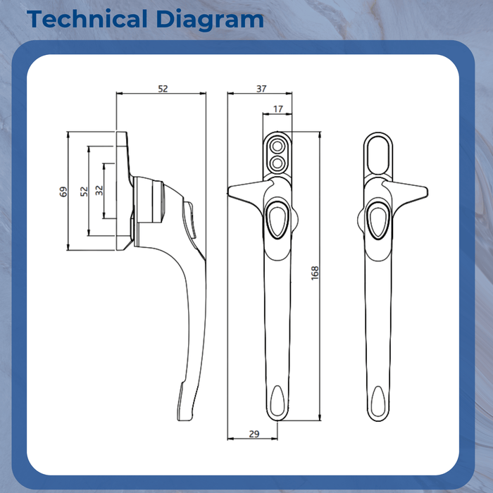 Ellbee Non Locking Cockspur uPVC Window Handle Cockspur Window Handle White Double Glazed 21mm Backset - New Design