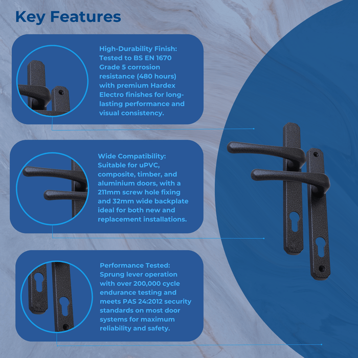 Heritage Inline Lever Lever Door Handle – Sprung Handle for uPVC, Composite & Timber Doors