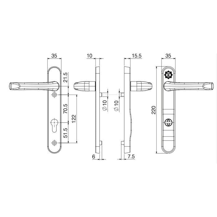 ProSecure Smokey Chrome 2 Star High Security uPVC Door Handle - SBD 122mm Screws PAS 24