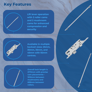 Fuhr 856 Type 2 Multipoint Door Lock – Lift Lever with Latch, Deadbolt, 2 Rollers & 2 Mushroom Cams