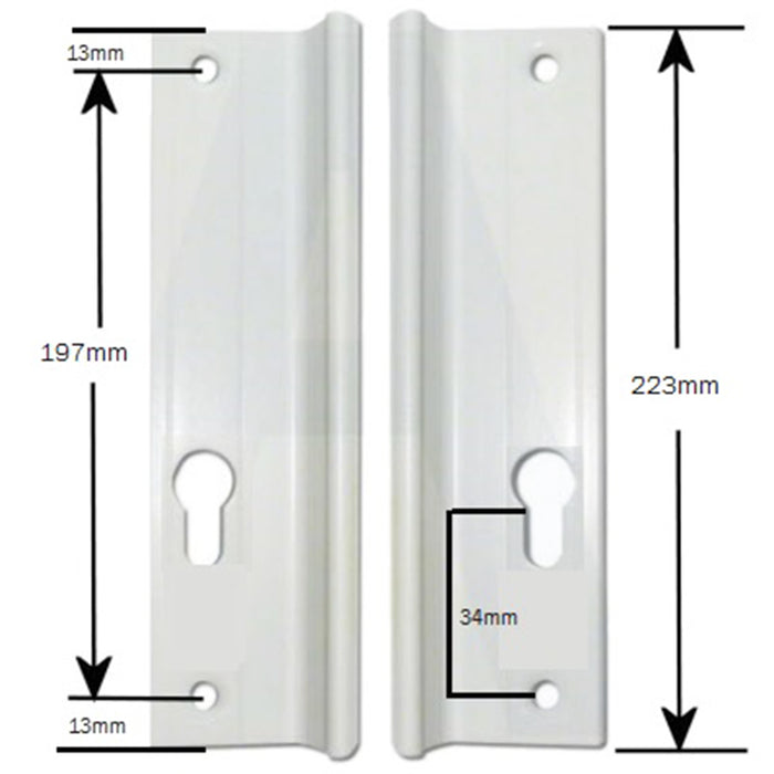 Mila Fearless UPVC Inline Sliding Patio Door Handle 197mm Screw Centres Pair